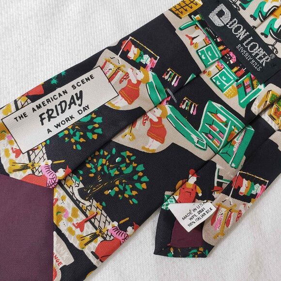 Vintage Don Loper Beverly Hills Neck Tie Mens 100% Silk Friday A Work Day USA - Picture 4 of 5